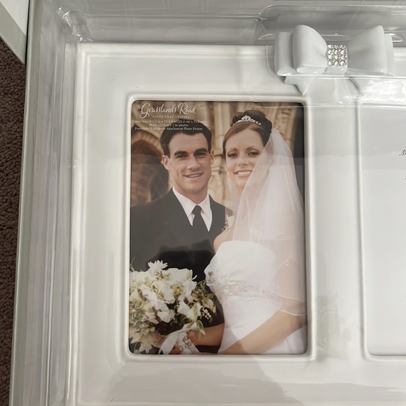 Porcelain Wedding Picture Frame with Resin Bow - Picture 2 of 5
